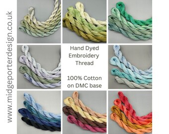 The 'Colourpack' collection 1 of 2 - Hand Dyed Embroidery Thread Floss sets - 4 colours per pack - Stranded Cotton