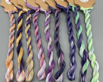 The 'Two Tone' collection 2 of 4 - Hand Dyed Embroidery Thread Floss set - 9 colours - Stranded Cotton - Embroidery, Cross-stitch, Blackwork