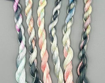 The 'Mists of Time' collection - Hand Dyed Variegated Embroidery Floss 6 Stranded Thread 100% Cotton Blackwork Cross stitch. Limited edition