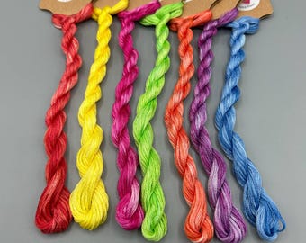The 'Groovy' collection - Hand Dyed Embroidery Thread Floss set - 8 colours - Stranded Cotton - Embroidery, Cross-stitch, Blackwork