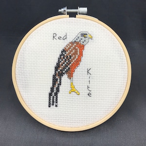 Red Kite - Cross Stitch Embroidery chart. PDF Download. Galloway. Scotland. Wild Bird. Beginner Stitching Instruction Guide