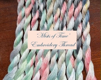 The 'Mists of Time' collection - Hand Dyed Variegated Embroidery Floss 6 Stranded Thread 100% Cotton Blackwork Cross stitch. Limited edition