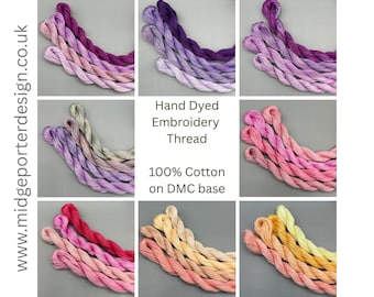 The 'Colourpack' collection 2 of 2 - Hand Dyed Embroidery Thread Floss sets - 4 colours per pack - Stranded Cotton