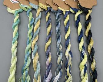The 'Two Tone' collection 3 of 4 - Hand Dyed Embroidery Thread Floss set - 8 colours - Stranded Cotton - Embroidery, Cross-stitch, Blackwork
