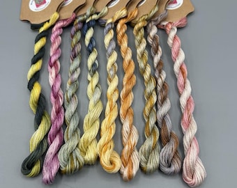 The '50' collection - Hand Dyed Variegated Embroidery Floss: 6 Stranded Thread 100% Cotton, Blackwork, Cross stitch Set 1