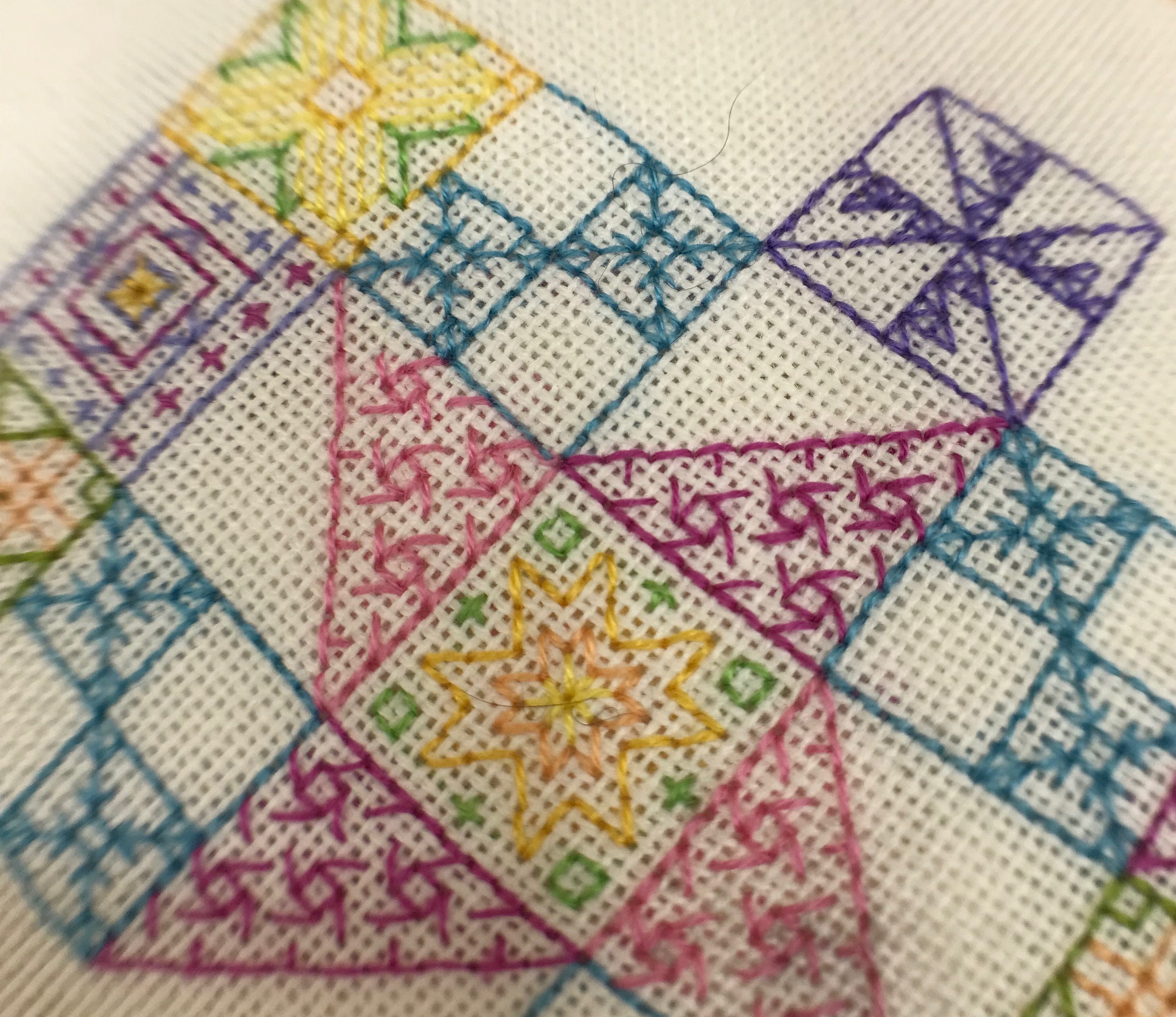 Spring Patchwork Quilt - Blackwork Embroidery Pattern - PDF Download ...