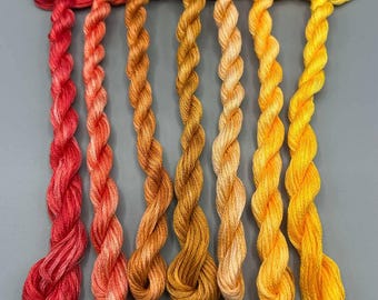 The 'Solar Star' collection - Hand Dyed Embroidery Thread Floss set - 8 colours - Stranded Cotton - Embroidery, Cross-stitch, Blackwork