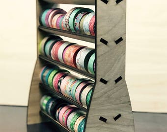 Wooden Washi Tape Storage Rack - Holds 90+ Standard Washi or Decorative Tape Rolls