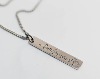 Silver Pink Box Horizontal Bar Mama Necklace Mama CAT of 2