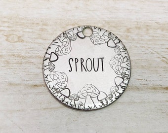 Mushrooms - Pet ID tag - Dog tag for dogs - Pet Name Tag - Hand Stamped - Personalized - Dog Collar - Custom - Dog Tag - Fungi