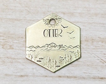 Otter - Pet ID tag - Dog tag for dogs - Pet Name Tag - Hand Stamped - Personalized - Dog Collar - Custom - Dog Tag -