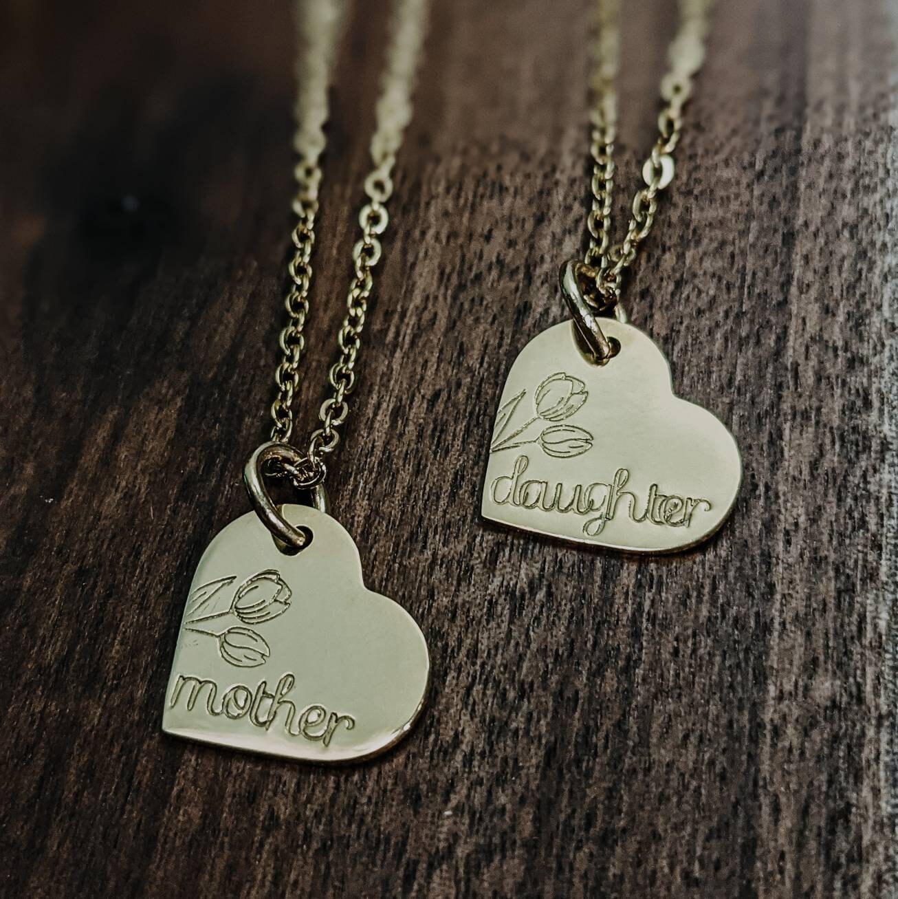 Mutter & Tochter passende Herz Halsketten handgestempelt Etsy
