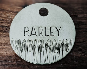 Wheat field - Pet ID tag - Dog tag for dogs - Pet Name Tag - Hand Stamped - Personalized - Custom - Dog Tag - Barley - Crops - Farming