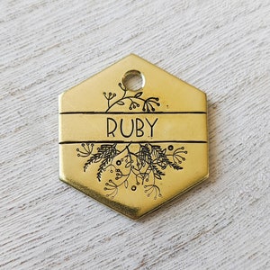 Fleurs sauvages - Médaille d'identification pour animal de compagnie - Médaille pour chien - Médaille nominative pour animal de compagnie - Estampée à la main - Personnalisé - Collier de chien - Personnalisé - Médaille pour chien -