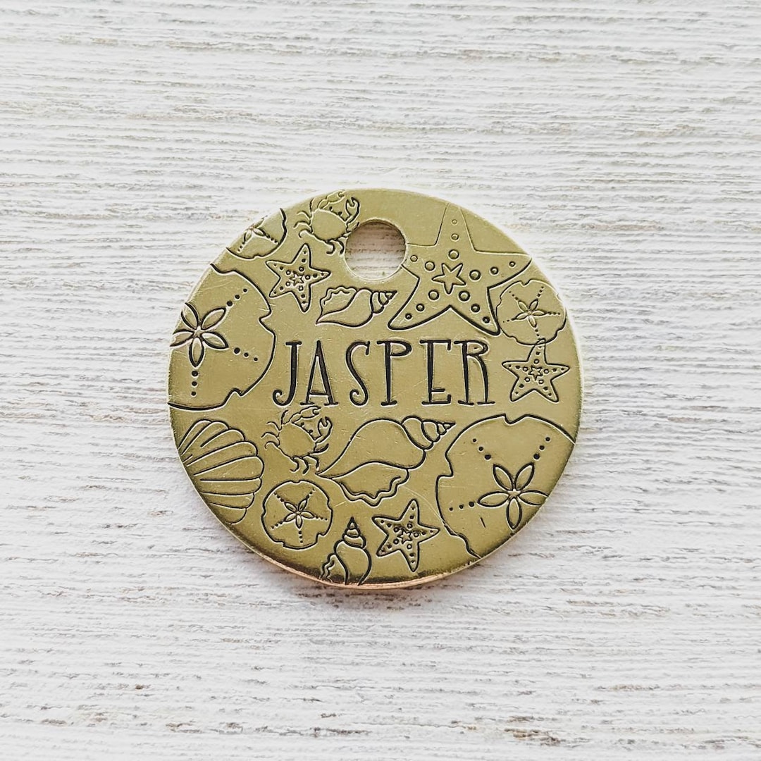 Shore Sea Shells - Pet ID Tag - Dog Tag for Dogs - Pet Name Tag - Hand ...