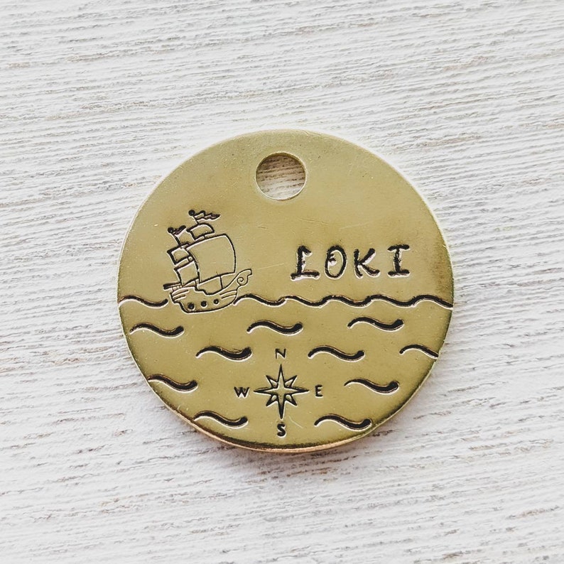 Sail Away ID Tag Name Tag for Dog Handstamped Pet ID Etsy
