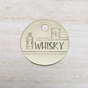 On the rocks - Médaille d'identification pour animal de compagnie - Médaille pour chien - Médaille nominative pour animal de compagnie - Estampée à la main - Personnalisé - Personnalisé - Médaille pour chien - Whisky - Bourbon - Scotch