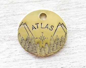 Over The Mountains And Through The Woods - Pet ID tag - Dog tag for dogs - Pet Name Tag - Hand Stamped - Personalized - Custom - Dog Tag