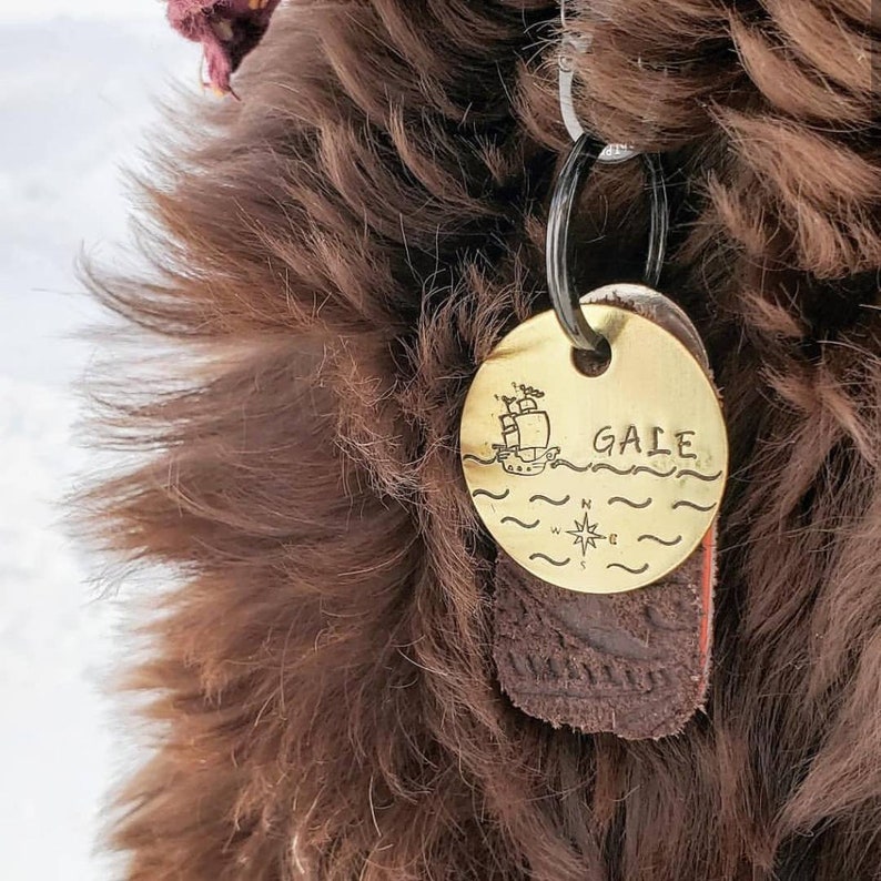 Sail Away ID Tag Name Tag for Dog Handstamped Pet ID Etsy