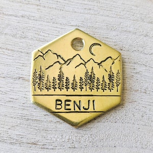 Escape the Ordinary - Pet ID tag - Dog tag for dogs - Pet Name Tag - Hand Stamped - Personalized - Dog Collar - Custom - Dog Tag - Mountains
