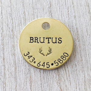 Choose the Design LARGE 1 1/4&quot; - Pet ID tag - Dog Tag - Pet Name Tag - Handstamped - Personalized Dog Tag - Custom - Smashpaw