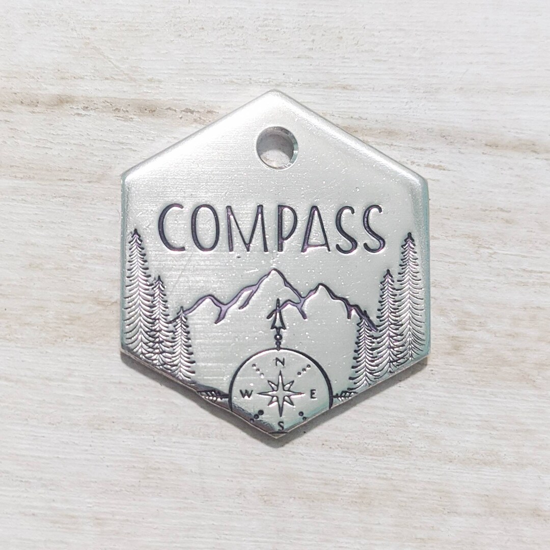 Compass - Pet ID Tag - Dog Tag for Dogs - Pet Name Tag - Hand Stamped ...