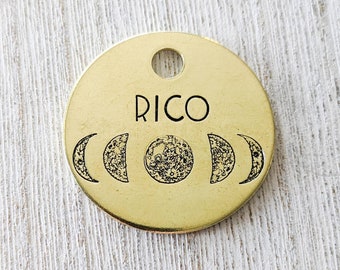 It's just a Phase - Pet ID tag - Dog tag for dogs - Pet Name Tag - Hand Stamped - Personalized - Custom - Dog Tag - Moon - Space -  Star