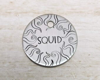 Deep sea creature - Pet ID tag - Dog tag for dogs - Pet Name Tag - Hand Stamped - Personalized - Custom - Dog Tag - Octopus - Monster