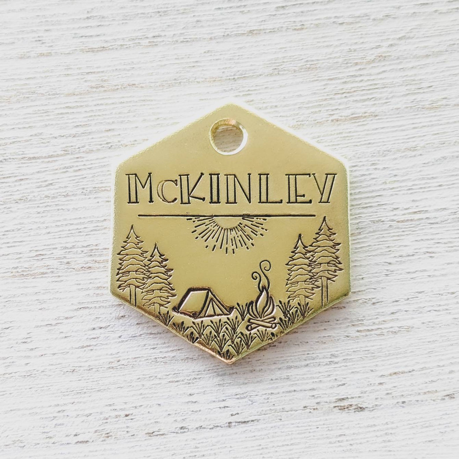 Wilderness Camping ID Tag Name Tag for Dog Handstamped Pet Etsy