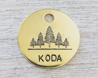 Forest - Pet ID tag - Dog tag for dogs - Pet Name Tag - Hand Stamped - Personalized - Dog Collar - Custom - Dog Tag -