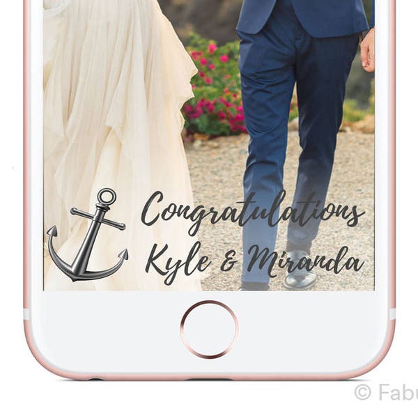 Wedding Snapchat Geofilter "Anchor" Personalized Custom Nautical Theme