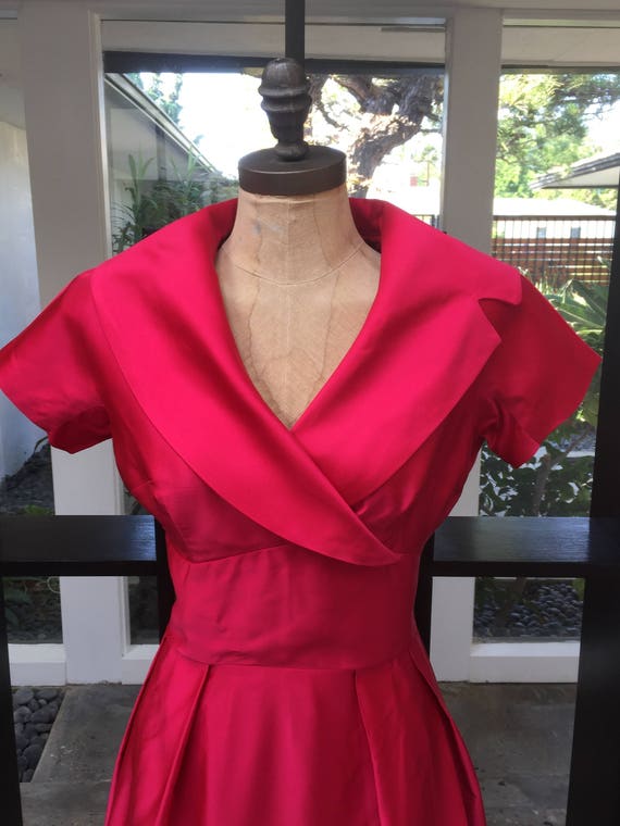 HOT HOT HOT Pink Matte Satin 50s Dream Dress With… - image 2