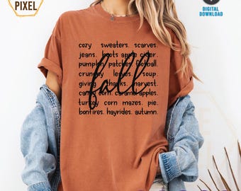Fall Svg, Fall Png, Fall Shirt Svg, Fall Shirt Design, Fall Words Svg Png File, Digital Download, Cozy Season Svg, Cozy Png, Halloween Svg