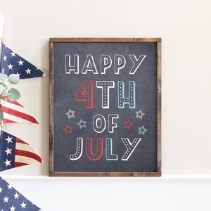 Happy 4th of July Chalkboard Printable Wall Art, American Independence ...