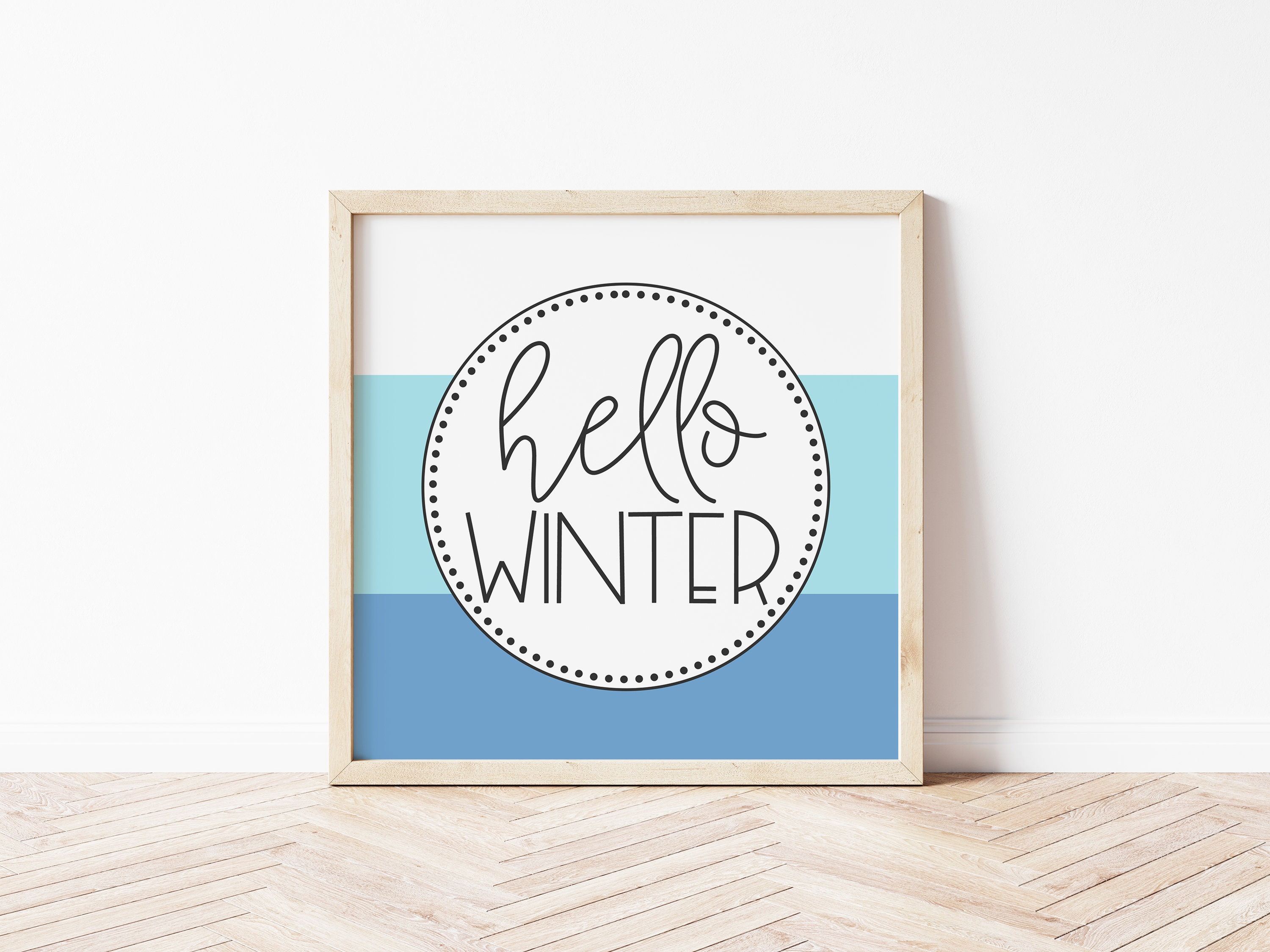 Frozen Blue Color Blocked Hello Winter Printable Wall Art Etsy