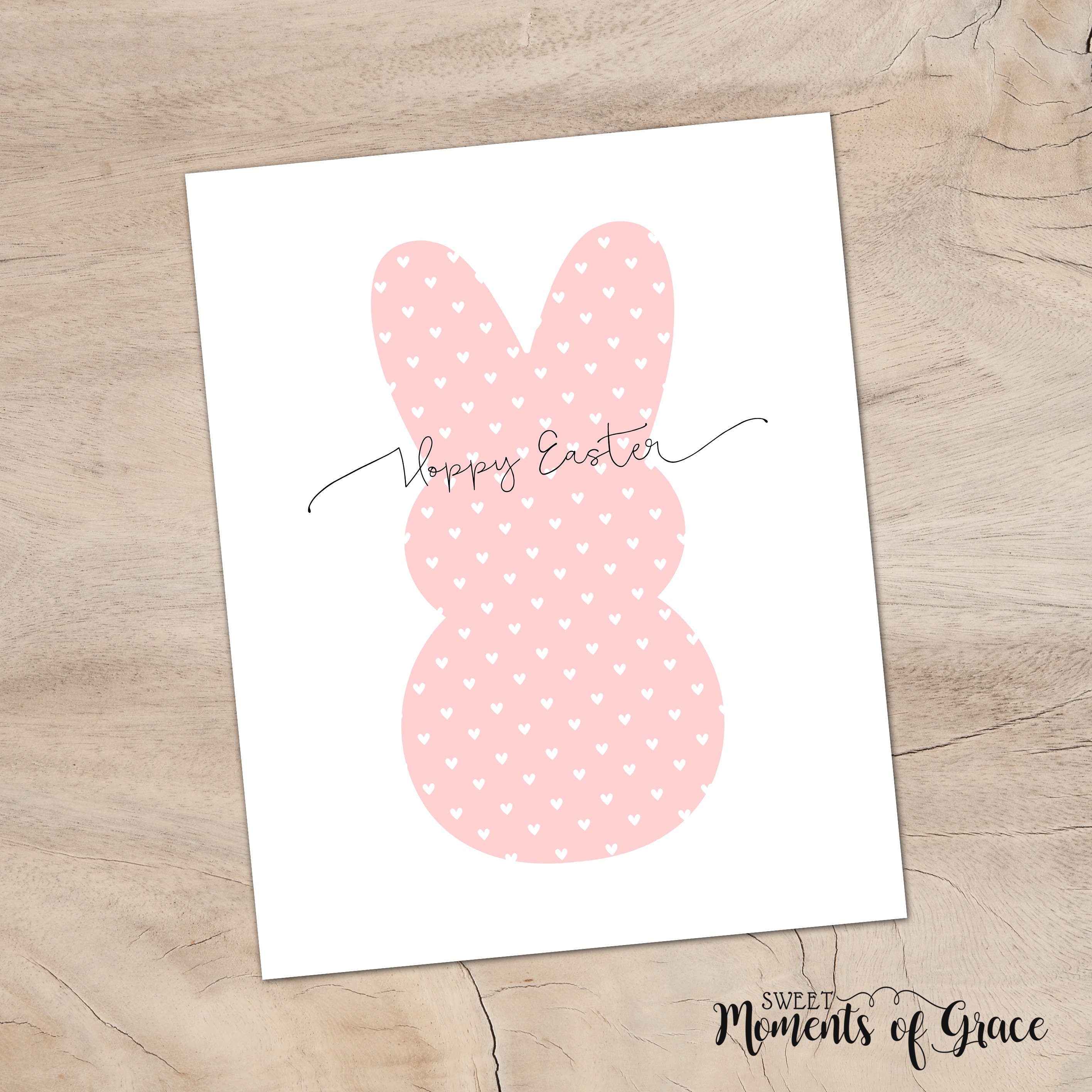 Hoppy Easter Printable Wall Art with Pink Polka Dot | Etsy