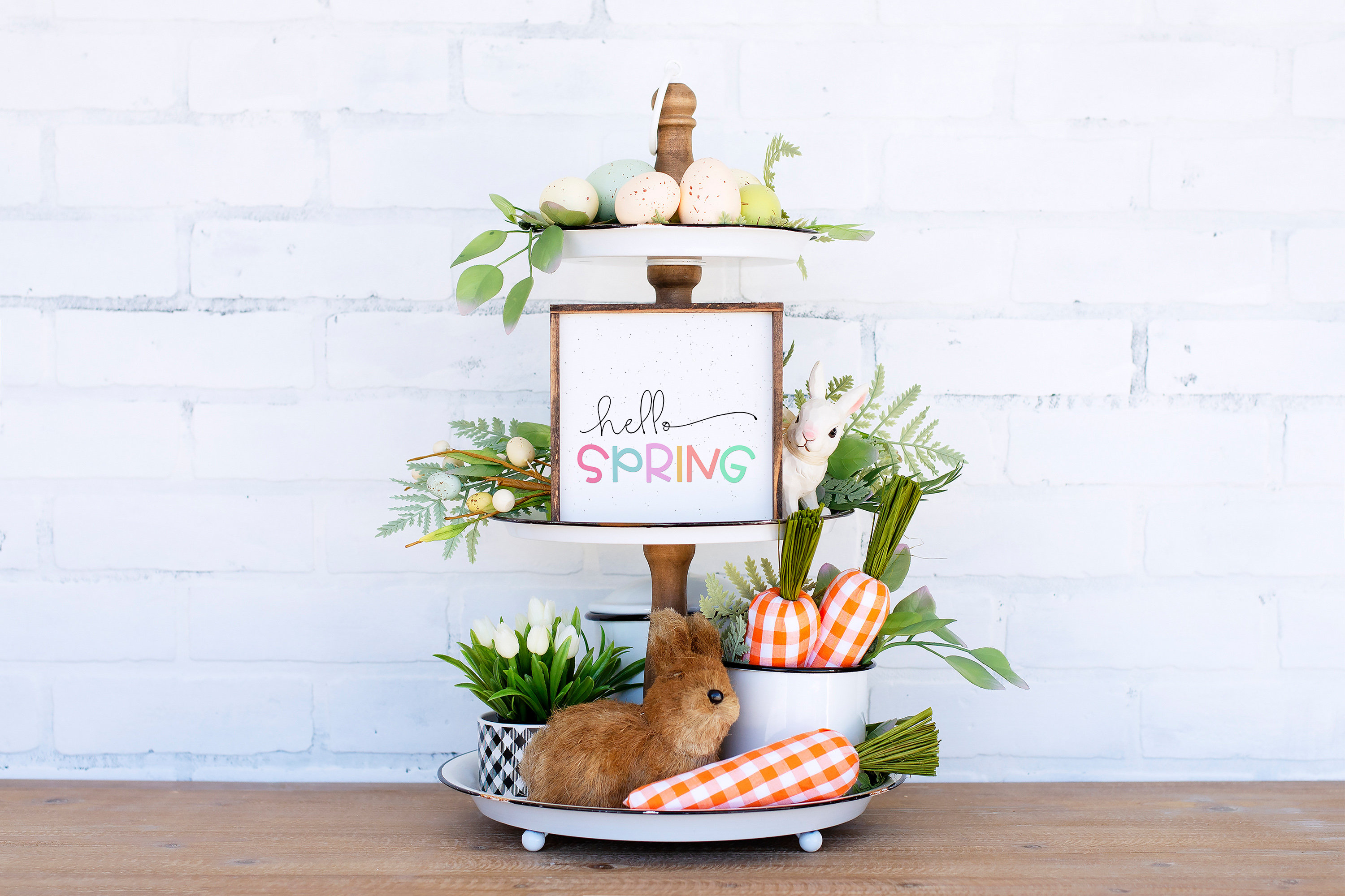 Hello Spring Farmhouse Style Typography Art, Spring Home Decor ...