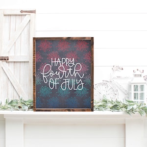 Happy 4th of July Fireworks Chalkboard Printable Wall Art - Etsy