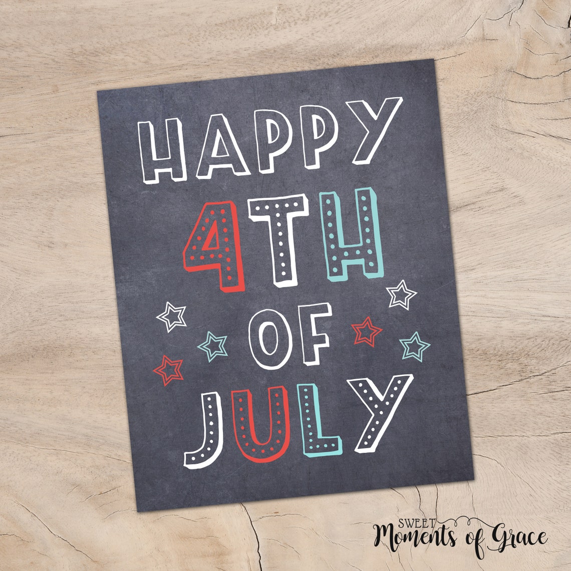 Happy 4th of July Chalkboard Printable Wall Art American - Etsy