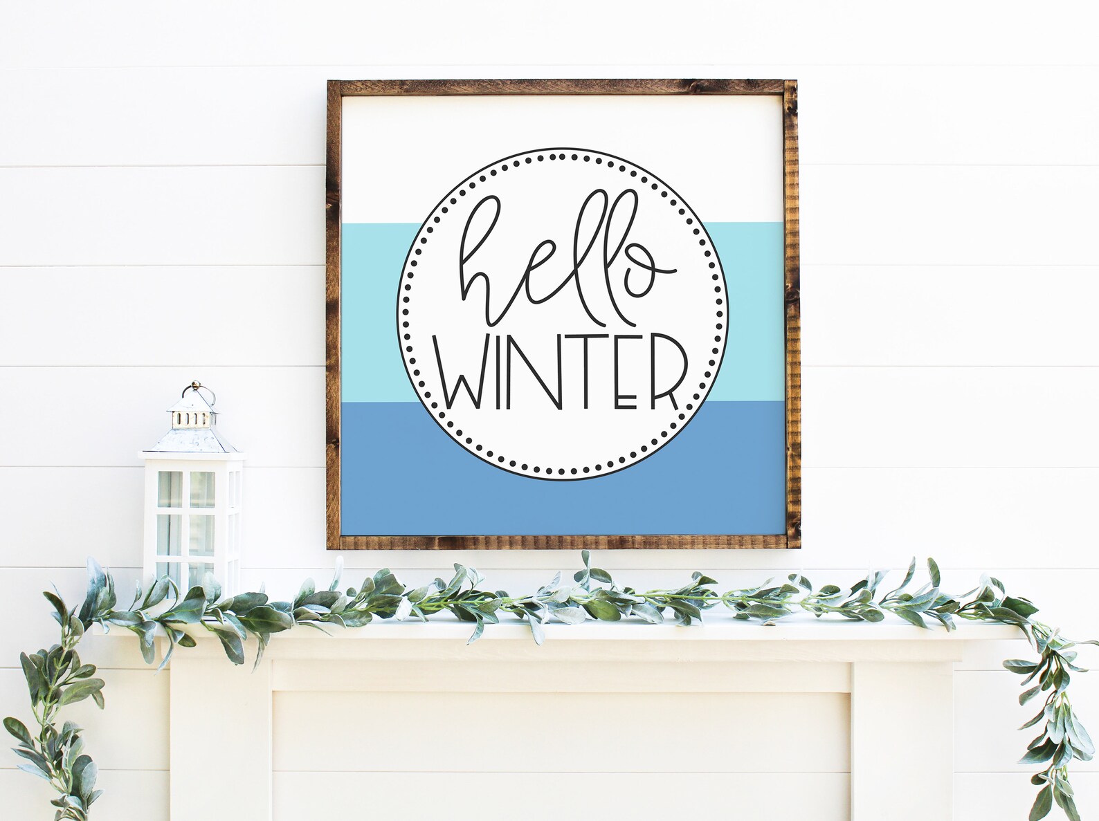 Frozen Blue Color Blocked Hello Winter Printable Wall Art Etsy