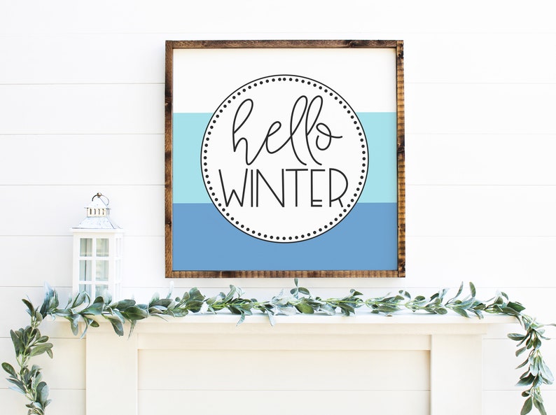 Frozen Blue Color Blocked Hello Winter Printable Wall Art - Etsy