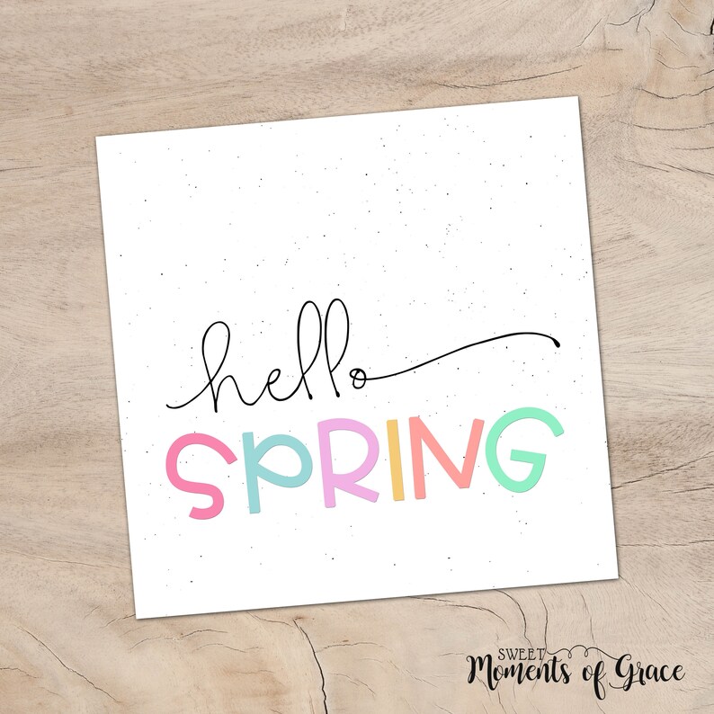 Hello Spring Farmhouse Style Typography Art, Spring Home Decor ...
