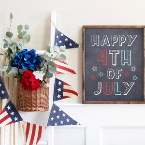 Happy 4th of July Chalkboard Printable Wall Art American | Etsy