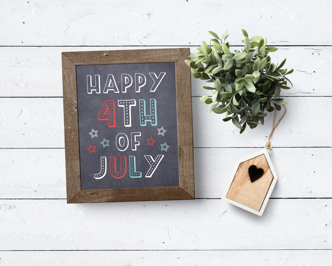 Happy 4th of July Chalkboard Printable Wall Art American - Etsy