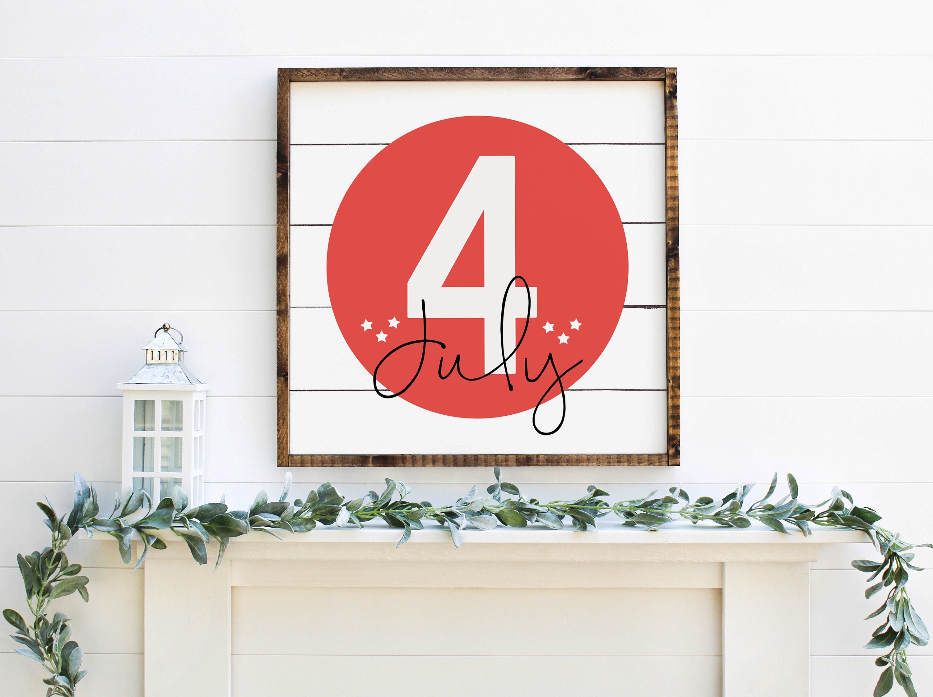 Red July 4th Farmhouse Style Printable Square Independence - Etsy
