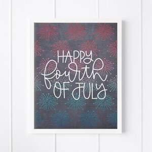 Happy 4th of July Fireworks Chalkboard Printable Wall Art - Etsy