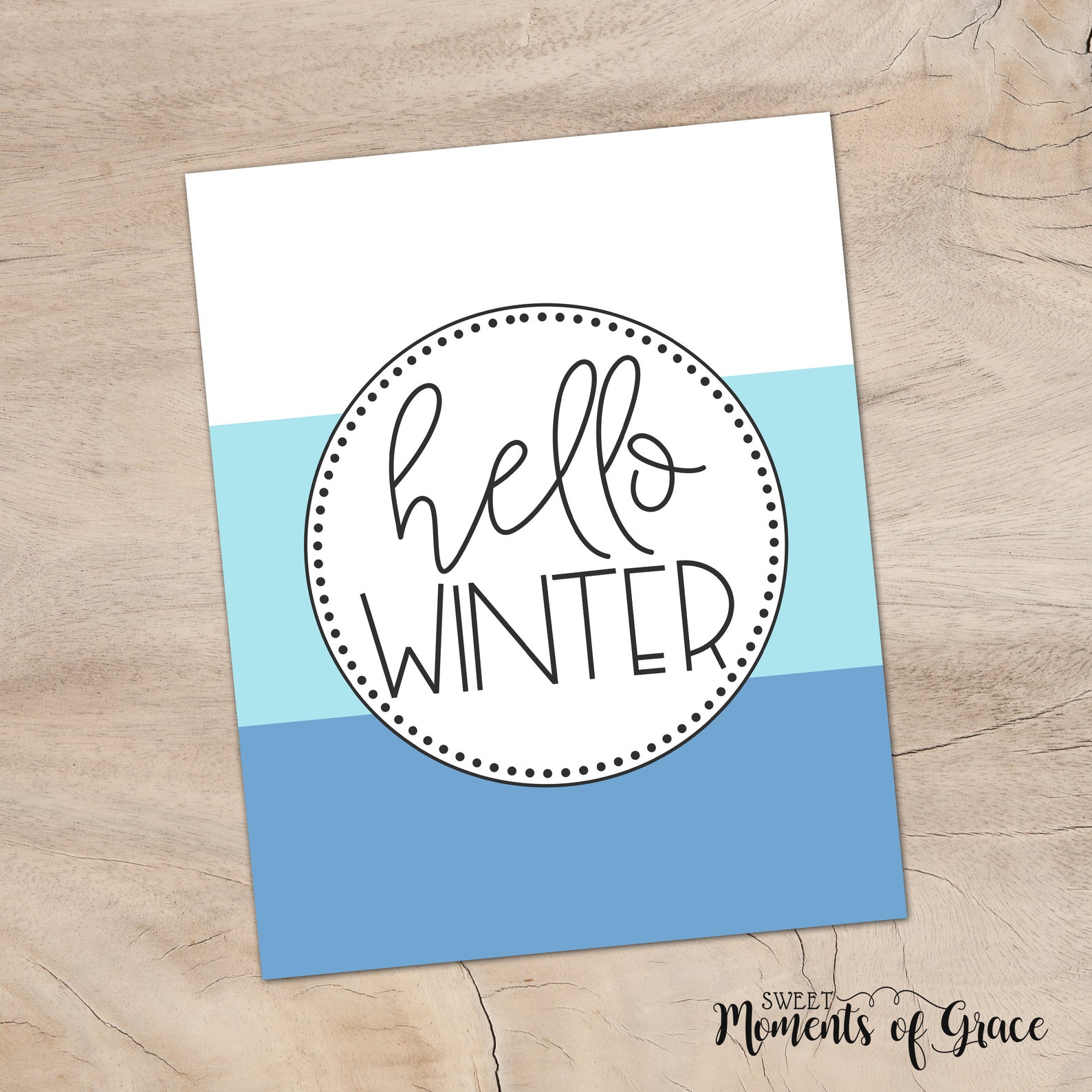 Frozen Blue Color Blocked Hello Winter Printable Wall Art Etsy