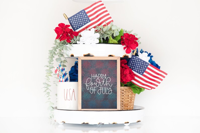 Happy 4th of July Fireworks Chalkboard Printable Wall Art | Etsy