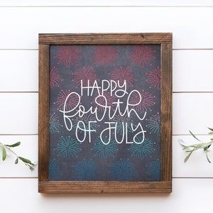 Happy 4th of July Fireworks Chalkboard Printable Wall Art - Etsy