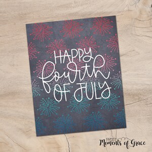 Happy 4th of July Fireworks Chalkboard Printable Wall Art - Etsy